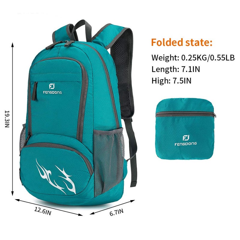 FENGDONG 35L Lightweight Foldable Waterproof Packable Travel Hiking Backpack Daypack for men women Green - Image 2